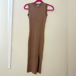 PINK ROSE Ribbed Knit Dress - Brown
